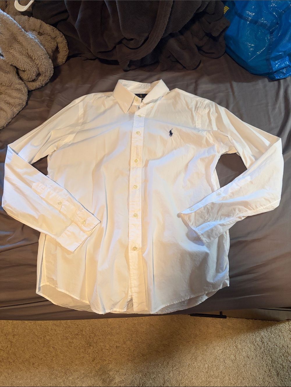 Ralph Lauren White Long-Sleeve Poplin Button-Up Shirt